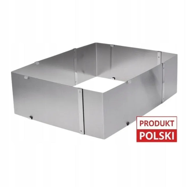 Reguliuojama stačiakampė kepimo forma, aukšta 10 cm, nerūdijančio plieno