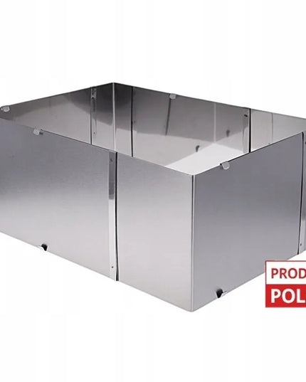 Reguliuojama stačiakampė kepimo forma, aukšta 15 cm, nerūdijančio plieno