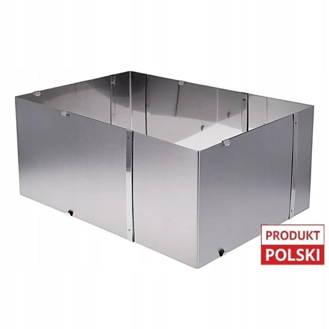 Reguliuojama stačiakampė kepimo forma, aukšta 15 cm, nerūdijančio plieno