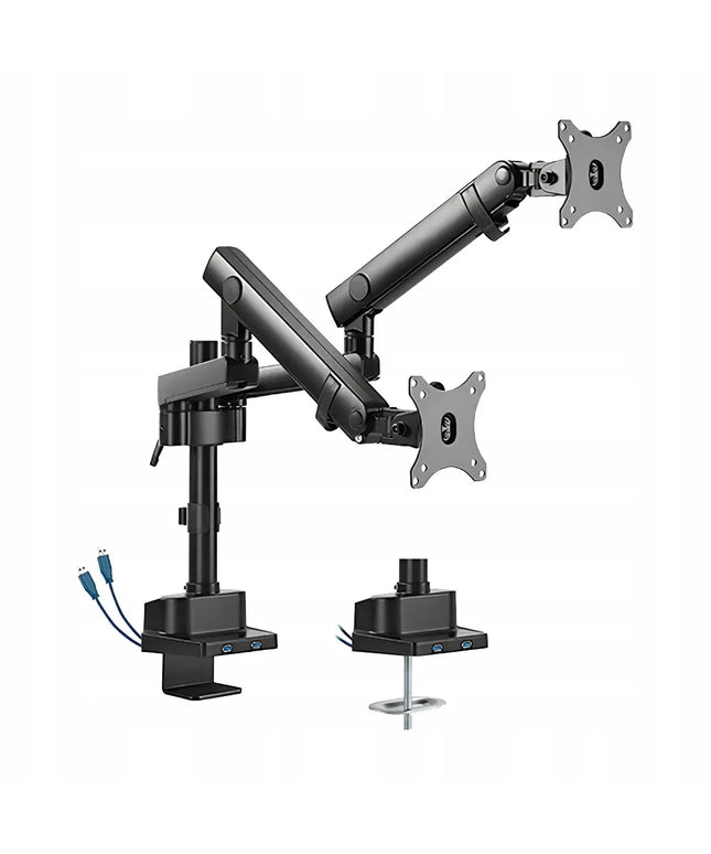 Reguliuojamas dviejų monitorių laikiklis Spacetronik 17-32", 16 kg, USB, VESA, juodas