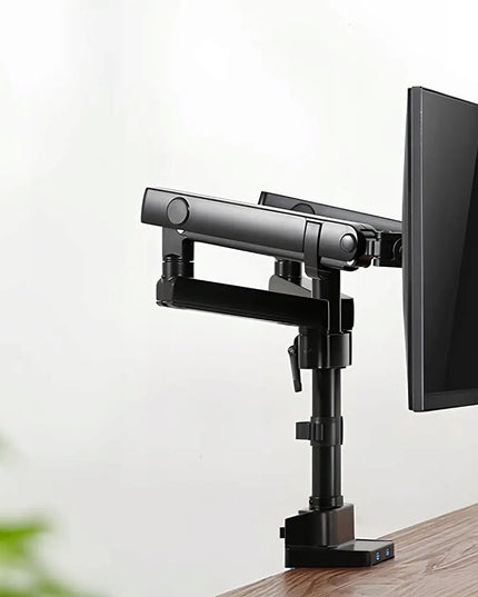 Reguliuojamas dviejų monitorių laikiklis Spacetronik 17-32", 16 kg, USB, VESA, juodas