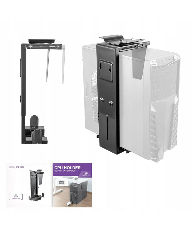 Reguliuojamas metalinis kompiuterio laikiklis po stalu Spacetronik SPB102B, 59 cm