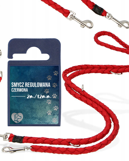 Reguliuojamas pavadėlis šunims, 2 m, treniruočių, vaikščiojimo, tvirtas ir lengvas, raudonas