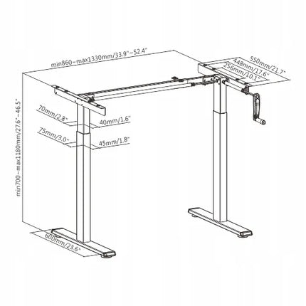 Reguliuojamas stalas Spacetronik 120x60cm, kaimiško stiliaus, rankinis valdymas