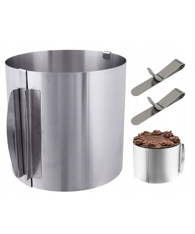 Reguliuojamas torto žiedas 15 cm, 16-30 cm, kepimo forma + 2 segtukai dovanų