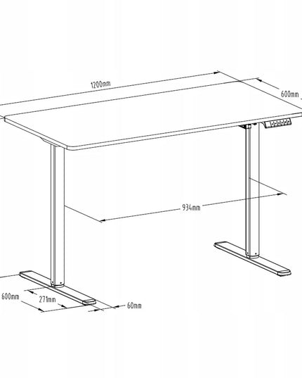 Reguliuojamo aukščio elektrinis rašomasis stalas 120x60 cm, 50 kg, Spacetronik