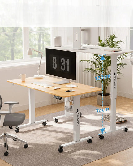 Reguliuojamo aukščio elektrinis rašomasis stalas Triadyn WorkBase 1407, 140x70 cm