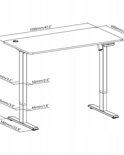 Reguliuojamo aukščio elektrinis stalas 120x60, 70kg, Spacetronik