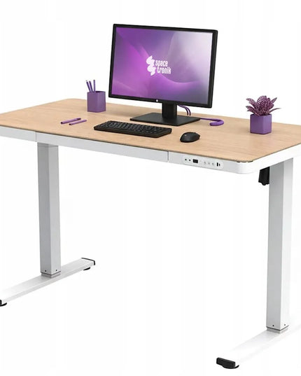Reguliuojamo aukščio elektrinis stalas 120x60 su stalčiumi, USB jungtimis ir 80 kg keliama galia – Spacetronik