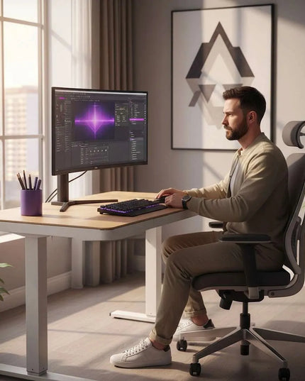 Reguliuojamo aukščio elektrinis stalas 120x60 su stalčiumi, USB jungtimis ir 80 kg keliama galia – Spacetronik