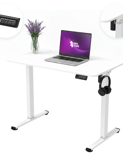Reguliuojamo aukščio elektrinis stalas Spacetronik 120x60cm, 60kg, baltas