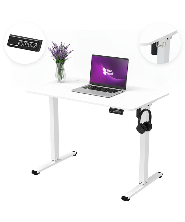 Reguliuojamo aukščio elektrinis stalas Spacetronik 120x60cm, 60kg, baltas