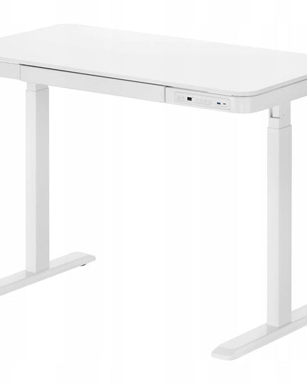 Reguliuojamo aukščio elektrinis stalas su stalčiumi Spacetronik Astrid, 120x60 cm, baltas