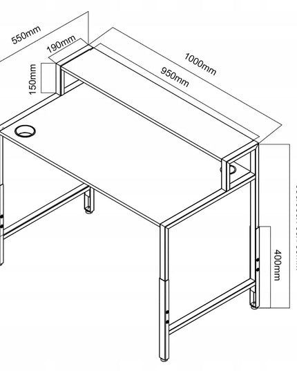 Reguliuojamo aukščio kompiuterio stalas Spacetronik Loft su lentyna 100x55 cm