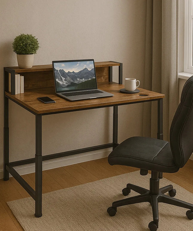 Reguliuojamo aukščio kompiuterio stalas Spacetronik Loft su lentyna 100x55 cm