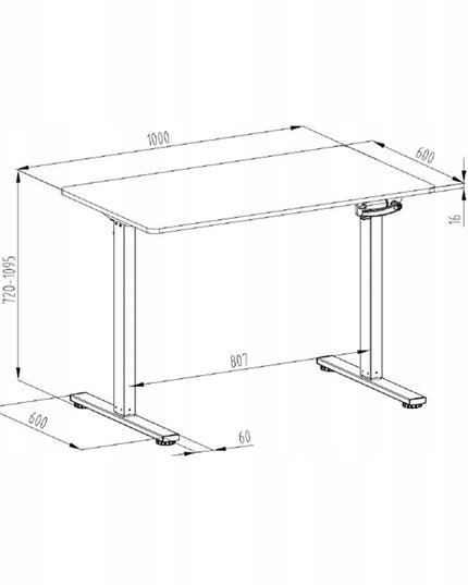 Reguliuojamo aukščio stalas Spacetronik 100x60cm, juodas