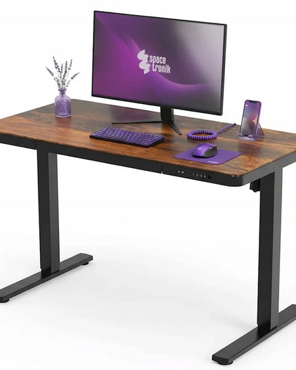 Reguliuojamo aukščio stalas Spacetronik 120x60 su stalčiumi ir USB jungtimis, kaimiško ąžuolo spalvos