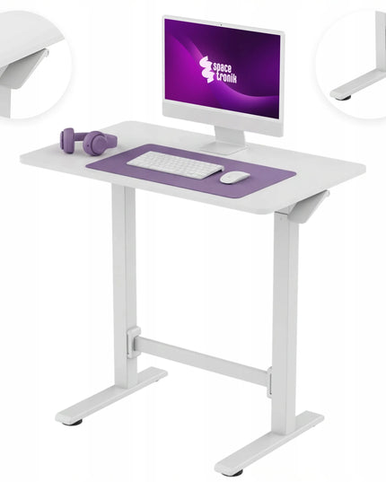 Reguliuojamo aukščio stalas Spacetronik SPEO101 80x50 cm, pneumatinis, baltas
