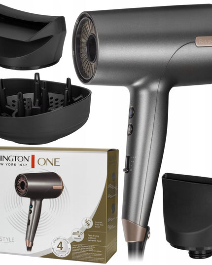 Lengvas ir galingas plaukų džiovintuvas Remington D6077 su dviguba jonizacija ir Thermacare sensoriumi