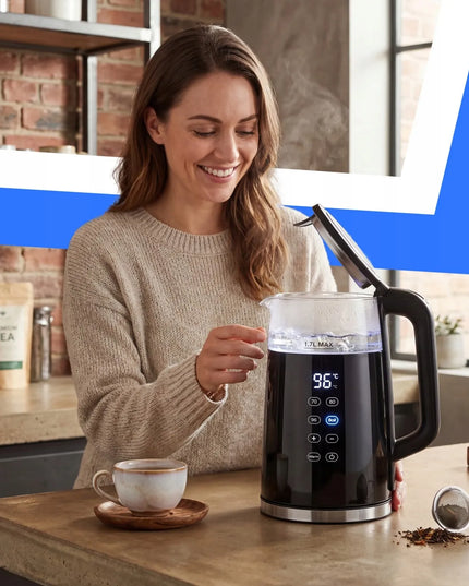 RETOO belaidis elektrinis virdulys, 1,7 l, 2200 W, stiklinis, su temperatūros reguliavimu