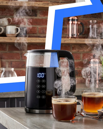 RETOO belaidis elektrinis virdulys, 1,7 l, 2200 W, stiklinis, su temperatūros reguliavimu