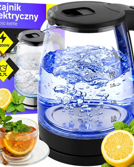 RETOO elektrinis stiklinis belaidis virdulys su LED apšvietimu, 1,7 l, 2200 W