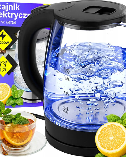 RETOO elektrinis stiklinis belaidis virdulys su LED apšvietimu, 1,7 l, 2200 W