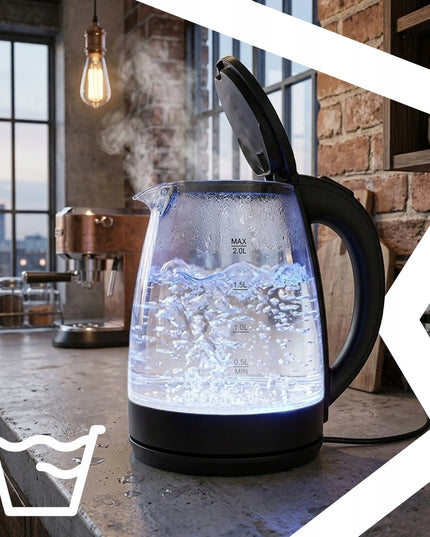 RETOO elektrinis stiklinis belaidis virdulys su LED apšvietimu, 1,7 l, 2200 W