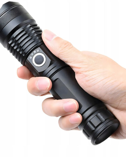 RETOO galingas taktinis LED žibintuvėlis, įkraunamas per USB, išgyvenimo stilius, 5 švietimo režimai