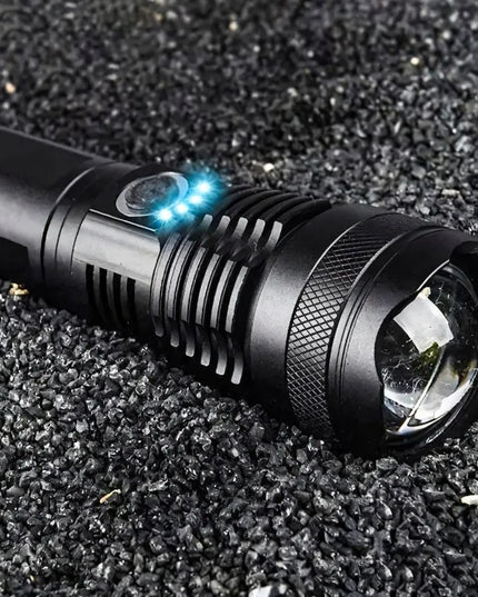 RETOO galingas taktinis LED žibintuvėlis, įkraunamas per USB, išgyvenimo stilius, 5 švietimo režimai