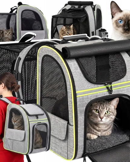 RETOO kuprinė-transporteris katei, šuniui, triušiui su išskleidžiamu maniežu
