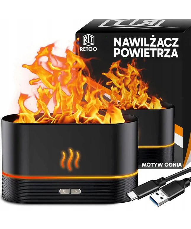 RETOO oro drėkintuvas židinys difuzorius aromaterapija LED lemputė ugnies efektas