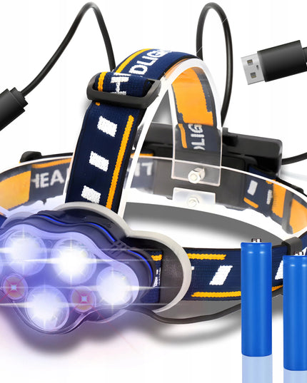 RETOO S148 galvos žibintuvėlis, 8 LED COB T6, įkraunamas per USB, galingas