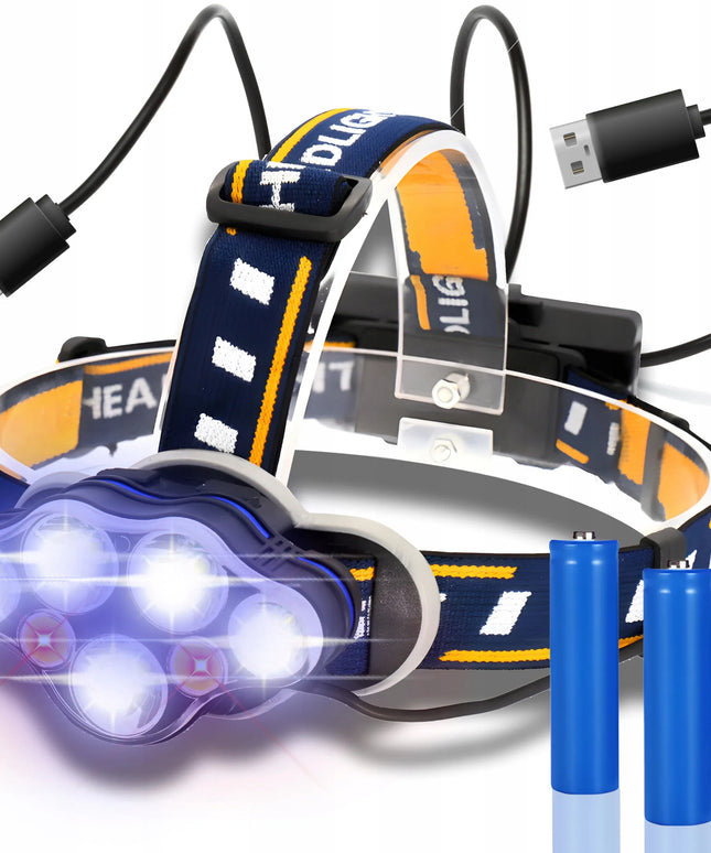 RETOO S148 galvos žibintuvėlis, 8 LED COB T6, įkraunamas per USB, galingas