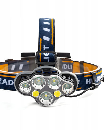 RETOO S148 galvos žibintuvėlis, 8 LED COB T6, įkraunamas per USB, galingas
