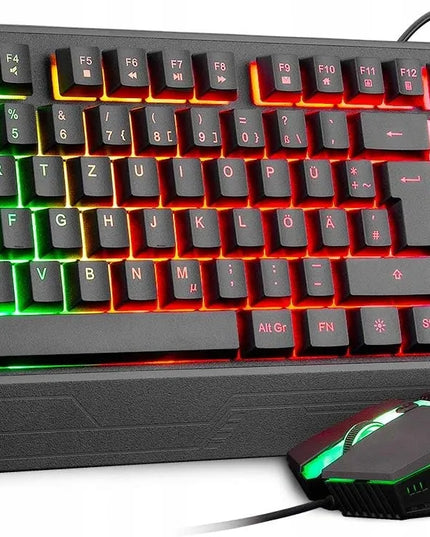 Rii RK400 žaidimų klaviatūra ir pelė, RGB apšvietimas, laidinis rinkinys, QWERTZ