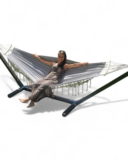 RINKINYS STOVAS + HAMAKAS 2 asm. BOHO PILKAS nešiojamas komplektas COMFORT ZONE 200 KG