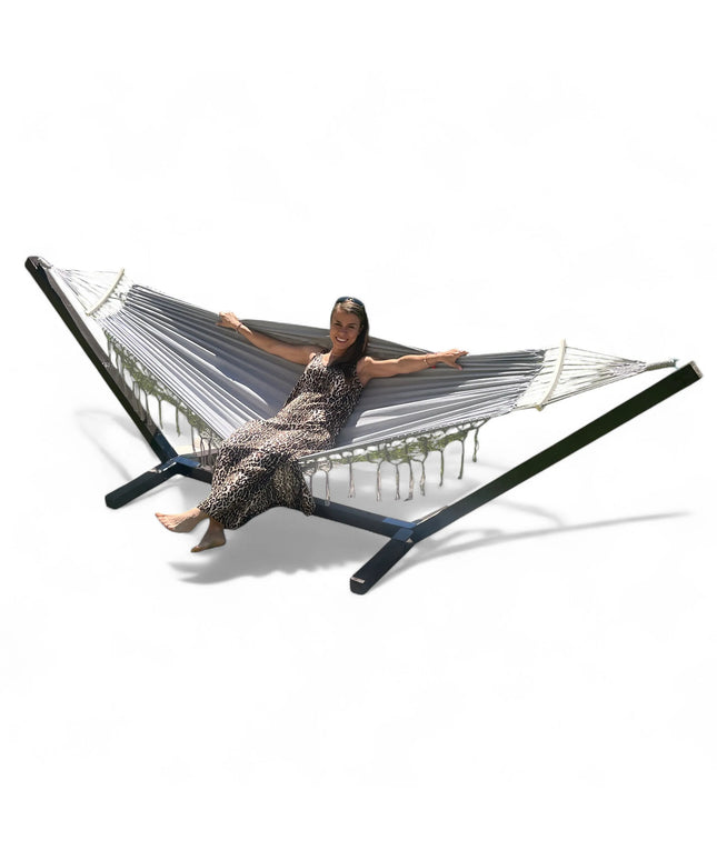 RINKINYS STOVAS + HAMAKAS 2 asm. BOHO PILKAS nešiojamas komplektas COMFORT ZONE 200 KG