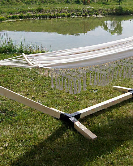 Rinkinys stovas + hamakas 2 asmenims BOHO ECRU nešiojamas komplektas COMFORT ZONE 200 kg