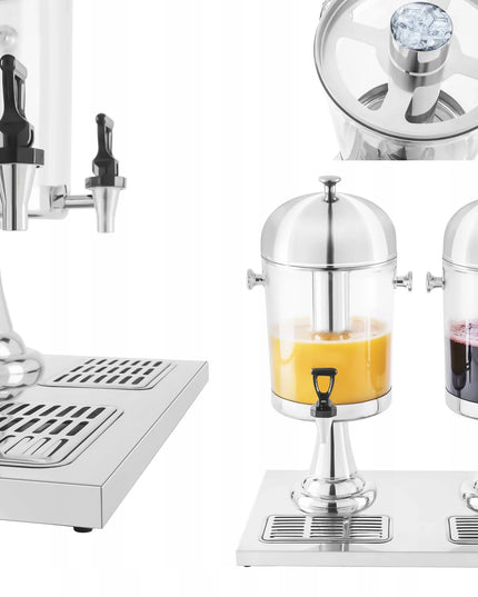 Royal Catering sulčių dozatorius 2x7 L gėrimams su lašų padėklu