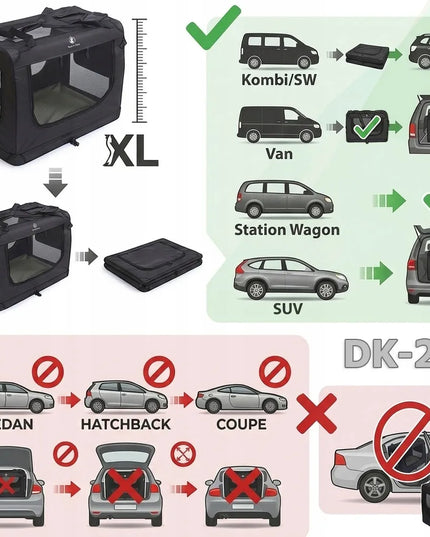 Royal&Petsky DK22-04 XL transporteris-narvelis šunims ir katėms, 81x58x58 cm, juodas