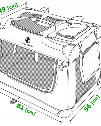 Royal&Petsky DK22-04 XL transporteris-narvelis šunims ir katėms, 81x58x58 cm, juodas