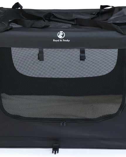 Royal&Petsky gyvūnų transportavimo krepšys narvas šunims ir katėms 88x65x58 cm, juodas, XXL dydis