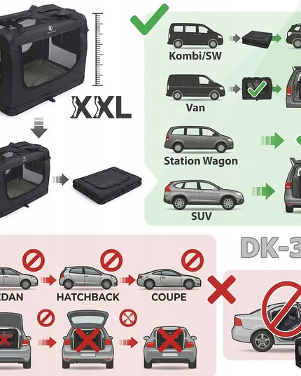 Royal&Petsky gyvūnų transportavimo krepšys narvas šunims ir katėms 88x65x58 cm, juodas, XXL dydis