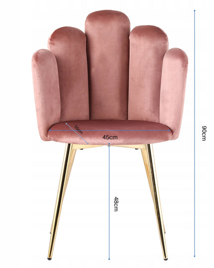 Rožinė apmušta kėdė Lydia Velvet kriauklės formos