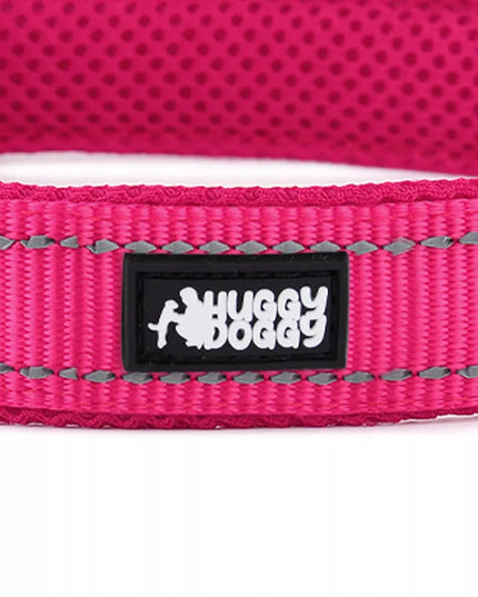 Rožinis šviesą atspindintis antkaklis dideliam šuniui HUGGY DOGGY reguliuojamas L