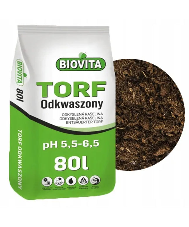 Rūgštingumą mažinančios sodo durpės augalams BIOVITA 80 l