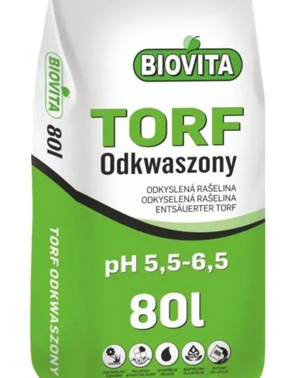 Rūgštingumą mažinančios sodo durpės augalams BIOVITA 80 l