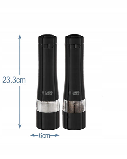 Russell Hobbs 28010-56 elektrinių prieskonių malūnėlių rinkinys, LED, 2 vnt., juodi, keraminiai