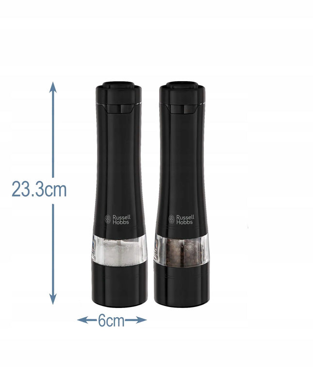 Russell Hobbs 28010-56 elektrinių prieskonių malūnėlių rinkinys, LED, 2 vnt., juodi, keraminiai